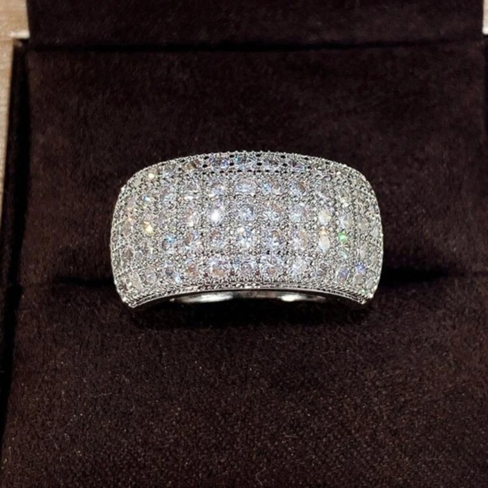 Rectangular Diamond Bridal Ring - image 1